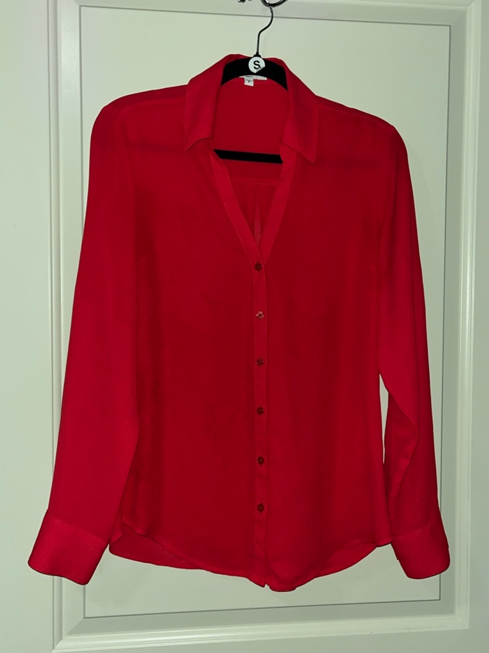 Express Red Long-Sleeve Button-Down Shirt